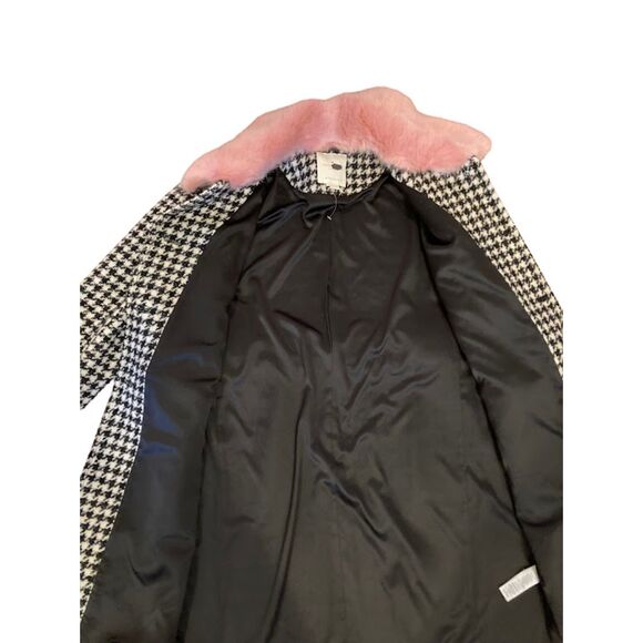 COPY - Kate Spade houndstooth wool coat detachable pink fur collar lined NWOT s… - Picture 4 of 15